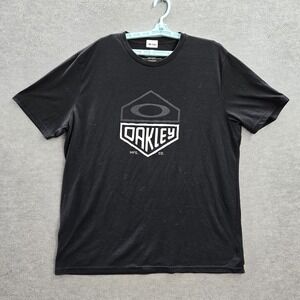 Oakley Men Shirt XXL Black Logo Short Sleeve Crew Neck